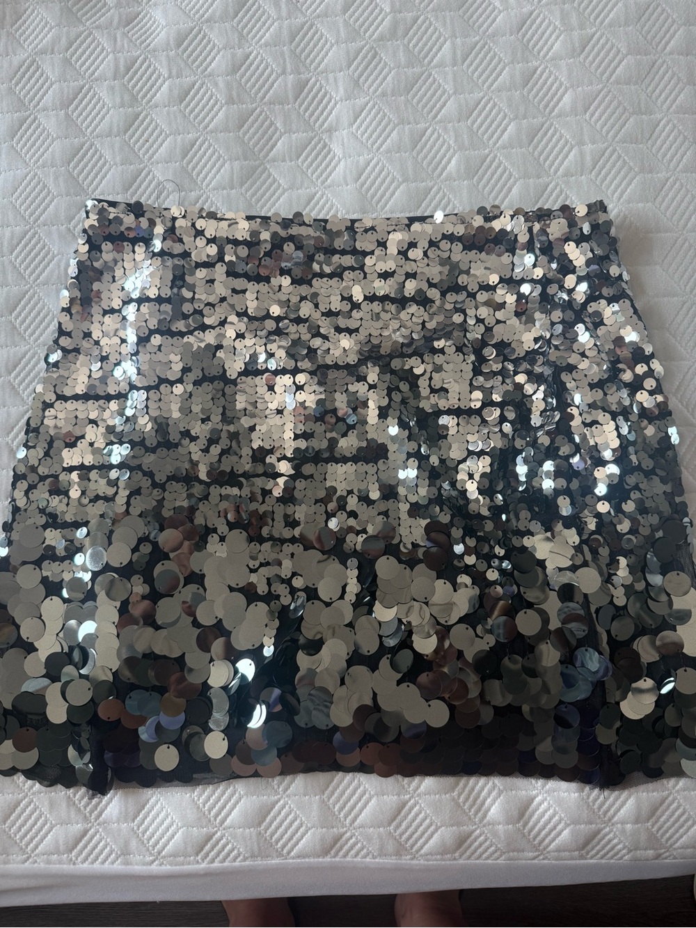 Amisu Silver Sequin Mini Skirt